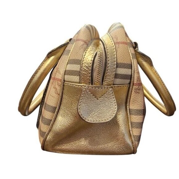 Burberry Haymarket Check PVC Leather with Gold Accents & COA - Picture 6 of 7